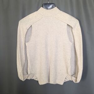 Jonathan Simkhai 100% Recycled Cashmere Cut‑Out Sweater — Neutral Beige - Size S